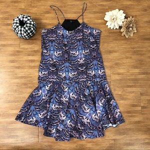 Purple Tibi Drop Waist Feather Dress